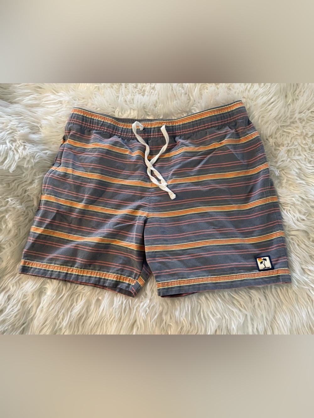 Marine Layer Men’s Striped Swim Trunks. Size Medium
